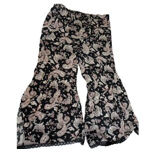 Hippie Boho Pants 1XP Paisley Wide Leg Flare Bell Bottom Retro Plus Petite